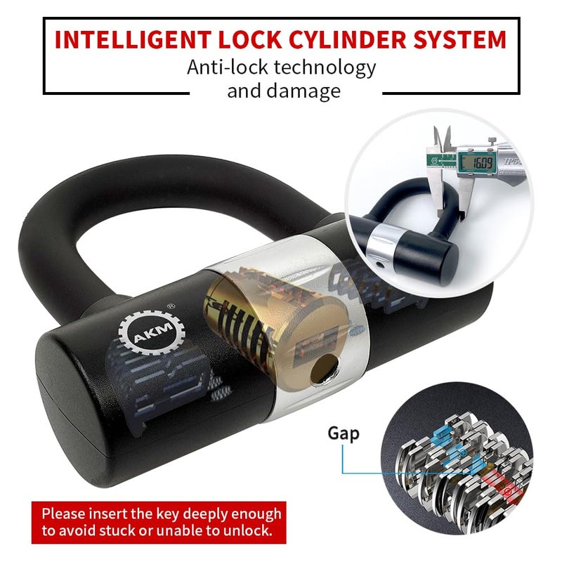 AKM Anti-Theft Bike Lock 3foot/90cm Long Heavy Duty Chain Lock Durable 10mm Thick Chains with 4 Keys Security 16mm U Lock for Bicycle,Scooter,Moped,Motorcycle,Gates - Image 3